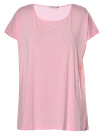 Pink Color Ladies Fashion Tops Casual T Shirt In Polyester And Spandex Material