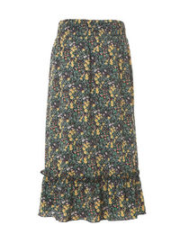 Ladies' Flower Printed Summer Long Beach Skirts With Frill In Hem