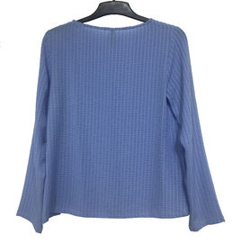 Breathable Blue Color Blouse / Womens Fashion Blouses Soft Lightweight