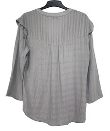 Grey Color Fashion Ladies Blouse / Stylish Ladies Plus Size Tops BS191110