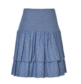 Blue Dot Women's Fashion Skirts With Smock Waist And Two Flounce Hem