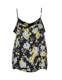 Floral Print Style Sexy Ladies Summer Tops Sleeveless Polyester Material With Lace Trim