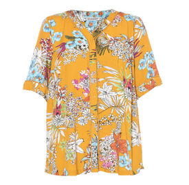 Floral Print Short Fashion Ladies Blouse Casual Shirt With Collar V Neck