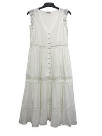 White Custom Womens Dresses Short Sleeve Dresses With Lace Trims Spring Summer Wear
