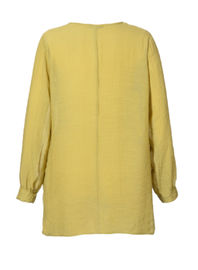 Light Yellow V Neck Fashion Ladies Blouse With Asymmetrical Hem For Summer / Spring