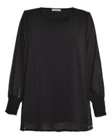 Full Sleeve Women's Plus Size Long Blouse With Round Neck In Solid Color
