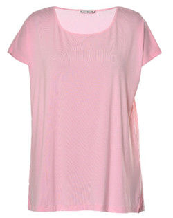 Pink Color Ladies Fashion Tops Casual T Shirt In Polyester And Spandex Material