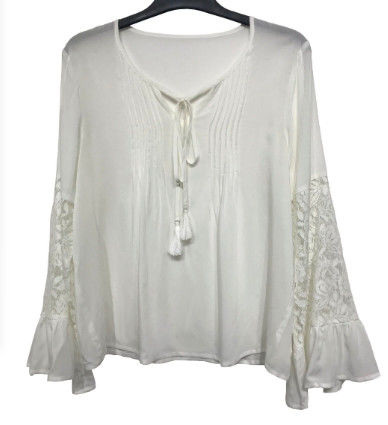 Beautiful White Fashion Ladies Blouse With Pin - Tuck Embroidered Design For Women