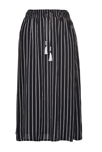 Thin And Stripe Long Women's Fashion Skirts With Tassel String Mid Calf Length